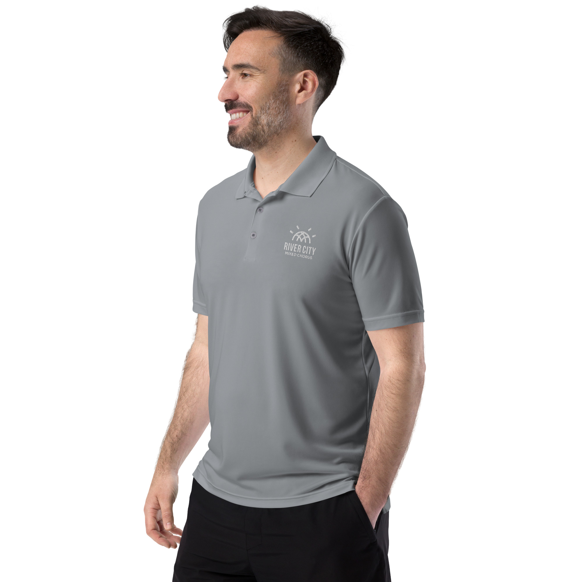 adidas \"チェルシー Emblem Polo Shirt\" Adidas Men Polo Shirt Medium Gray Clima Lite Short Sleeve